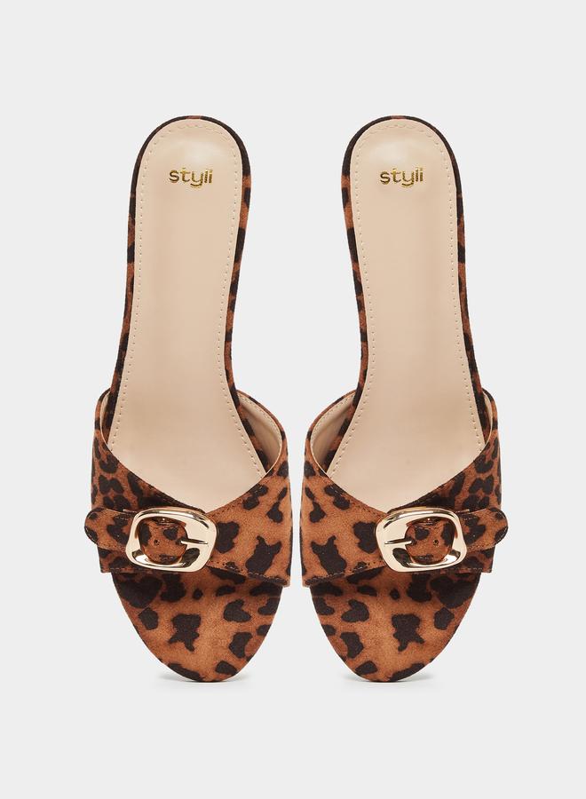 Styli Animal Print Open Toe Mules - Image 5
